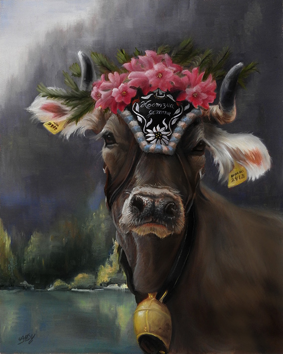 Dog portrait, acrylic painting