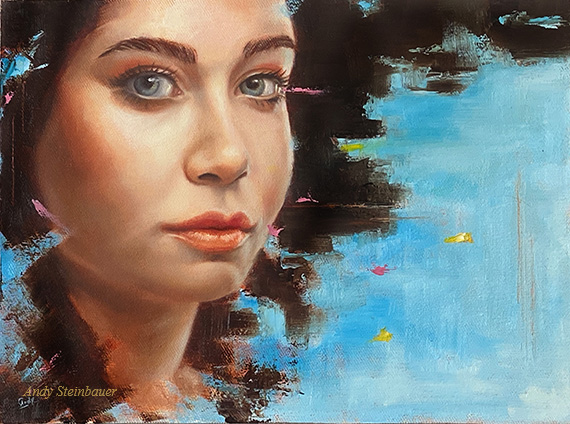 Portrait Sophia, oil painting, Andrea Steinbauer